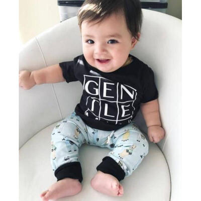 

UK Baby Boys Kids Letter Printed Short Sleeve T-Shirt Tops Summer Clothes Suit