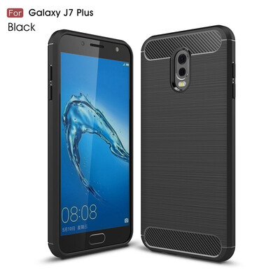 

Fivice Samsung Galaxy J7 plus case Luxury brushed carbon fiber TPU soft shell