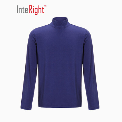 

INTERIGHT Mens Soft Bamboo Cotton Half Turtleneck Joker Long Sleeve T-Shirt Deep Lake Blue M