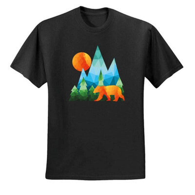 

Colorful Cali Bear California Sunset Mens Fashion Graphic T-Shirt