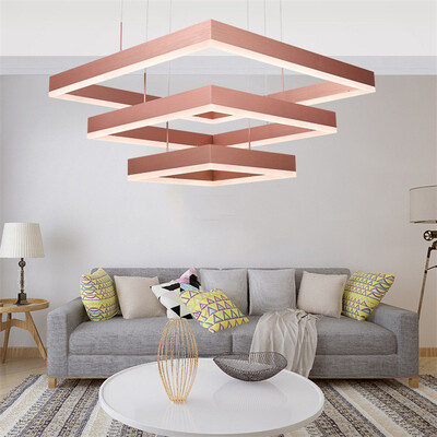 

Baycheer HL487621 Post Modern Brushed Aluminum Rose Gold Chandelier Warm Light LED Chandelier in Acrylic Shade