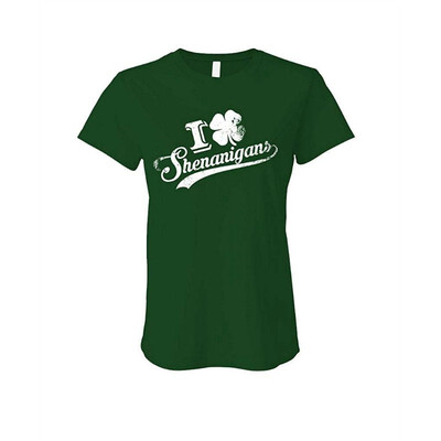 

I Love Shenanigans Heart Clover st Paddys - Ladies Cotton T-Shirt