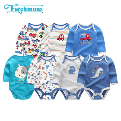 

7PCS Long Sleeve Cotton 0-12M Baby Boys Clothes Newborn Unicorn Print Baby Girls Clothes Cartoon Bodysuits One-Pieces Babywear