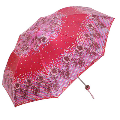 

Paradise umbrella flower color high-density polyester anti-ultraviolet three fold steel umbrella sunny umbrella sauce red 308T