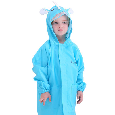 

Hugmii childrens raincoat stereo cartoon style boys&girls baby poncho light breathable blue rhinoceros