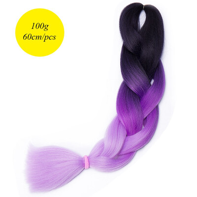 

60CM Hair Braid Braiding Hair Extension Two Ombre Synthetic Crochet One Piece 100g Heat-Resistant