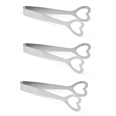 

UpperX 3 x stainless steel love heart sugar tongs wedding favours serving tongs barbecue tongs