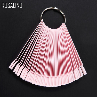 

ROSALIND 50pcs False Nail Display Fan Board Nail Art Tips Polish UV Gel Decoration Practice Round Hoop Display Stick Clear