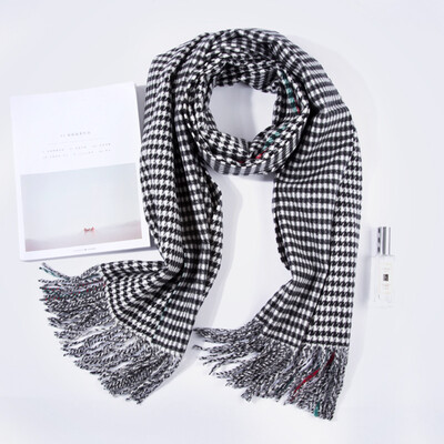 

Lang Yue autumn&winter new cashmere scarf female thick Korean version of the wild student large shawl scarf female classic lattice large shawl dual-use scarf LPSJ188106 black&white grid 70200CM