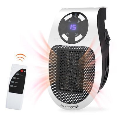 

500W Electric Heater Mini Desktop Adjustable Portable Remote Controlled Fan Heater Household Handy Warmer Machine for Winter