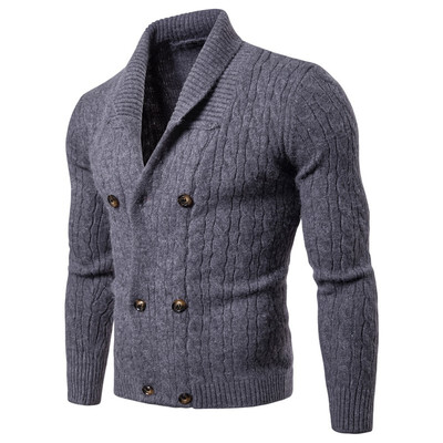 

AOWOFS2018 Mens Solid Color Thicken Knit Cardigan Sweater Jacket YM012