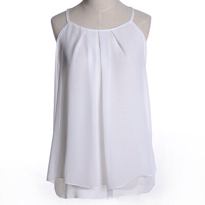 

Womens Double Layer Spaghetti Straps Chiffon Shirt Vest Strap Blouse