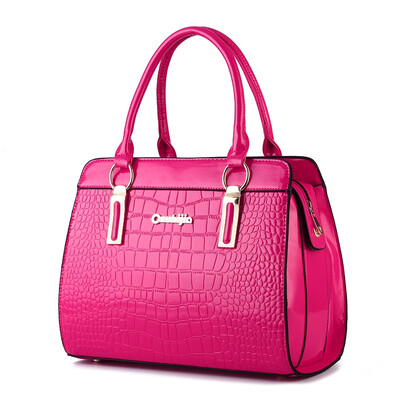 

Bag lady 2019 new style bright patent leather stone pattern fashionable European style&elegant one-shoulder model handbag