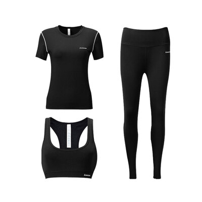 

Kawasaki KAWASAKI fitness clothing tights female sports suits badminton running season quick-drying short-sleeved training morning running shorts three-piece