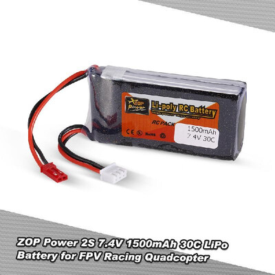 

ZOP Power 2S 74V 1500mAh 30C JST Plug LiPo Battery for QAV250 H210 LS180 FPV Racing Quadcopter RC Car Boat
