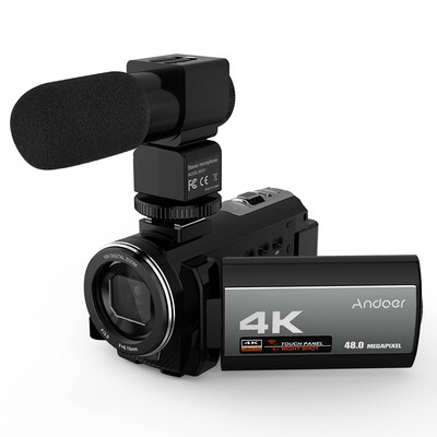 

Andoer Portable 4K 48MP WiFi Digital Video Camera Camcorder with External Microphone&039X Wide Angle Lens 30 Inch Touch Sc