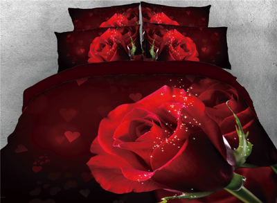 

One Red Rose Printed 4-Piece 3D Bedding Sets