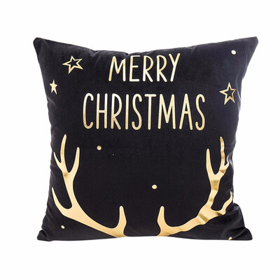 

Bronzing Gold Printed Cushion Decorative Pillows Black Pillowcase Home Decor Sofa Throw Pillows Christmas Decorations For Home