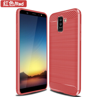 

Fivice Samsung A6 PLUS case Brushed carbon fiber silicone anti-fall soft shell phone case