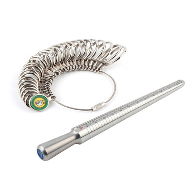 

Silver Ring-sizer Gauge Tool Finger Sizing Measuring Stick Metal Ring Mandrel US Size Set 1-13 of 27 Pcs Circle Models