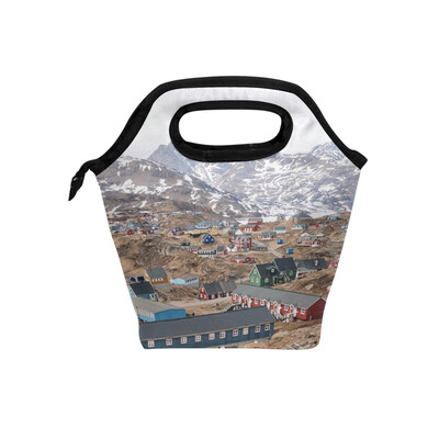 

Insulated Lunch Tote Bag Small Town Travel Picnic Lunch Handbags Portable Zipper Lunch Bag Box