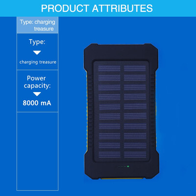 

NeillieN Solar power bank 20000mah Portable Bank Solar Mobile Power SupplyUltra-thin 20000 mA Mobile Phone Charging Pool2 USB