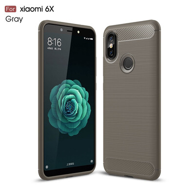 

Fivice Xiaomi MI 6X case Luxury brushed carbon fiber TPU soft shell
