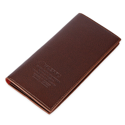 

Men Lichee Pattern Solid Color Letter Open Soft Vertical Long Wallet