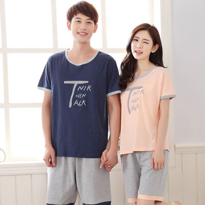 

[Jingdong supermarket] Arctic cashmere short-sleeved pajamas comfortable couple pajamas home men and women pajamas home service summer men and women pajamas B541106512-3 alphabet female M