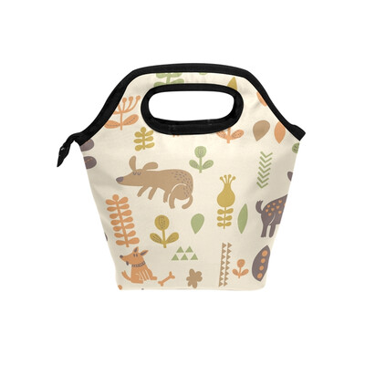 

Cute Dog Lunch Bag Tote Travel Picnic Insulated Handbags Portable Zipper Lunch Bag Box