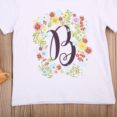 

Infant Toddler Baby Boys Girls Floral Cotton Casual Short Sleeve T-shirt Clothes