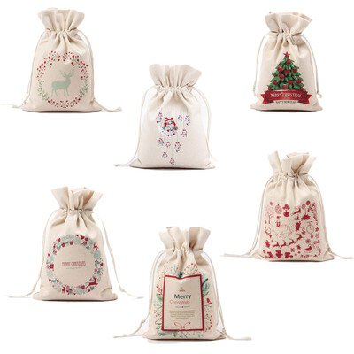 

UpperX Bags Drawstring Organza Gift Packages Santa Sack Wedding Candy Wrap Bags 95 x 63inch Reusable Linen Pouches 6pcsTotal