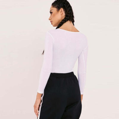 

Women Bodycon Bodysuit Long Sleeve Bandage Jumpsuit Romper Leotard Top Shirt USA