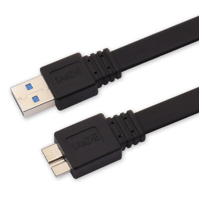 

Shanze (SAMZHE) AP-410 высокоскоростной USB3.0 мобильный жесткий диск данных линия AM / Micro B телефон данные зарядный кабель плоский черный 1 м