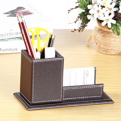 

Yapi Shi leather pen holder business card holder multi-function office stationery storage box creative desktop office supplies decoration coffee needle