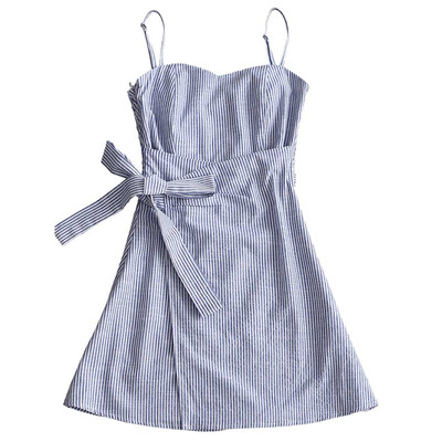 

Striped Smocked Wrap Cami Dress