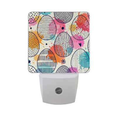 

ALAZA LED Night Light With Smart Dusk To Dawn SensorEaster Background With Eggs Plug In Night Light
