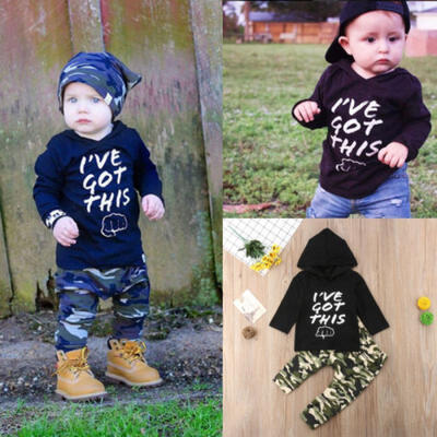

2PCS Causal Kids Baby Boy Clothes Hooded T-ShirtTrousers Sports Pants Outfit