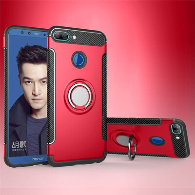

Fecoprior Back Cover For Huawei Honor 9 Lite Case Car Holder Stand Hard PC Silicon Ring Suction Bracket Celulars