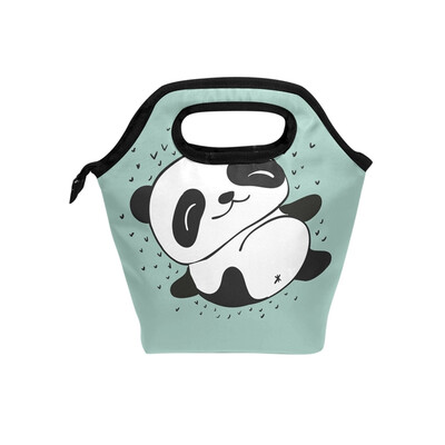 

Lunch Tote Bag Lying Panda Travel Picnic Insulated Lunch Handbags Portable Zipper Lunch Bag Box