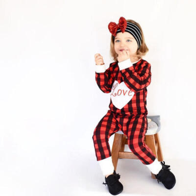 

Newborn Baby Boys Girls Love Printed Romper Cute Christmas Bodysuit Clothes New