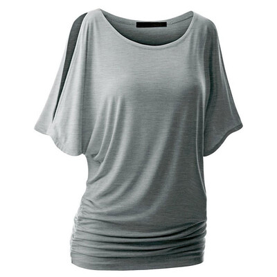 

2018 Summer Fashion Women Crossover candy color T-shirt Famale Batwing dolman Sleeve casual Loose T-shirt Drape Top