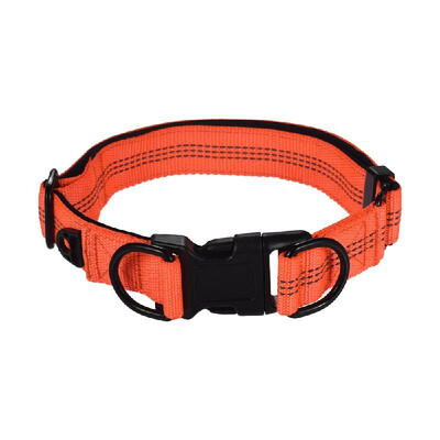

Strong Durable Dog Collar Dual D-ring Nylon Length Adjustable Reflective Strips Comfortable Neck Pet Collars for Large Medium Dogs