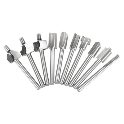 

10PCS 18" HSS Shank Woodworking Mini Router Bits Set 32mm Wood Cutter Milling Bit for Rotary Tool Wood Plastic Deburring Milling