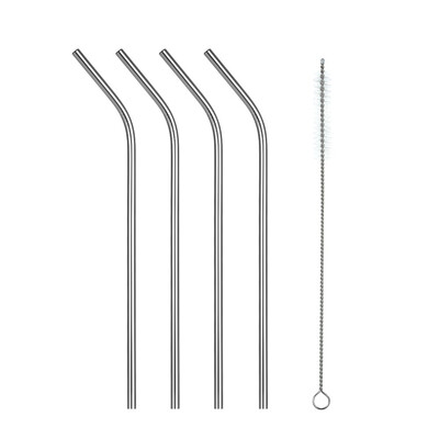 

105" Stainless Steel Straws Reusable Metal Straws 4 Bent Straws with a Cleaning Brush