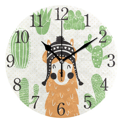 

Wall Clock Llama In Sombrero Round Wall Clock Arabic Numerals Design