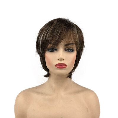

StrongBeauty Short Straight Brown Wigs Colored Mixed Wigs