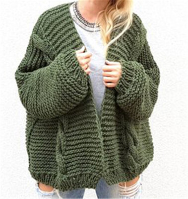 

Pure color casual comfortable knitted coat lady