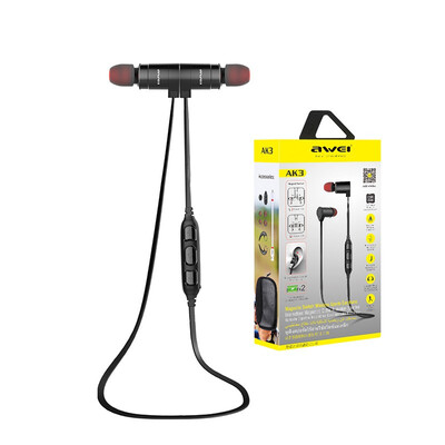 

AWEI AK3 Bluetooth Earphone Waterproof Wireless Headset Casque With Microphone Cordless Earphone Earpiece Audifonos Earbuds