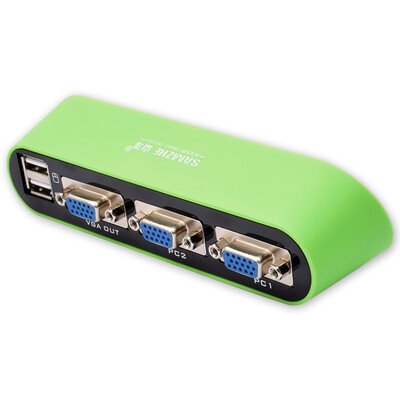 

Shanze SAMZHE SZ-201W 2-port KVM switch automatically through the mouse to switch USB20 interface mouse&keyboard with original line green
